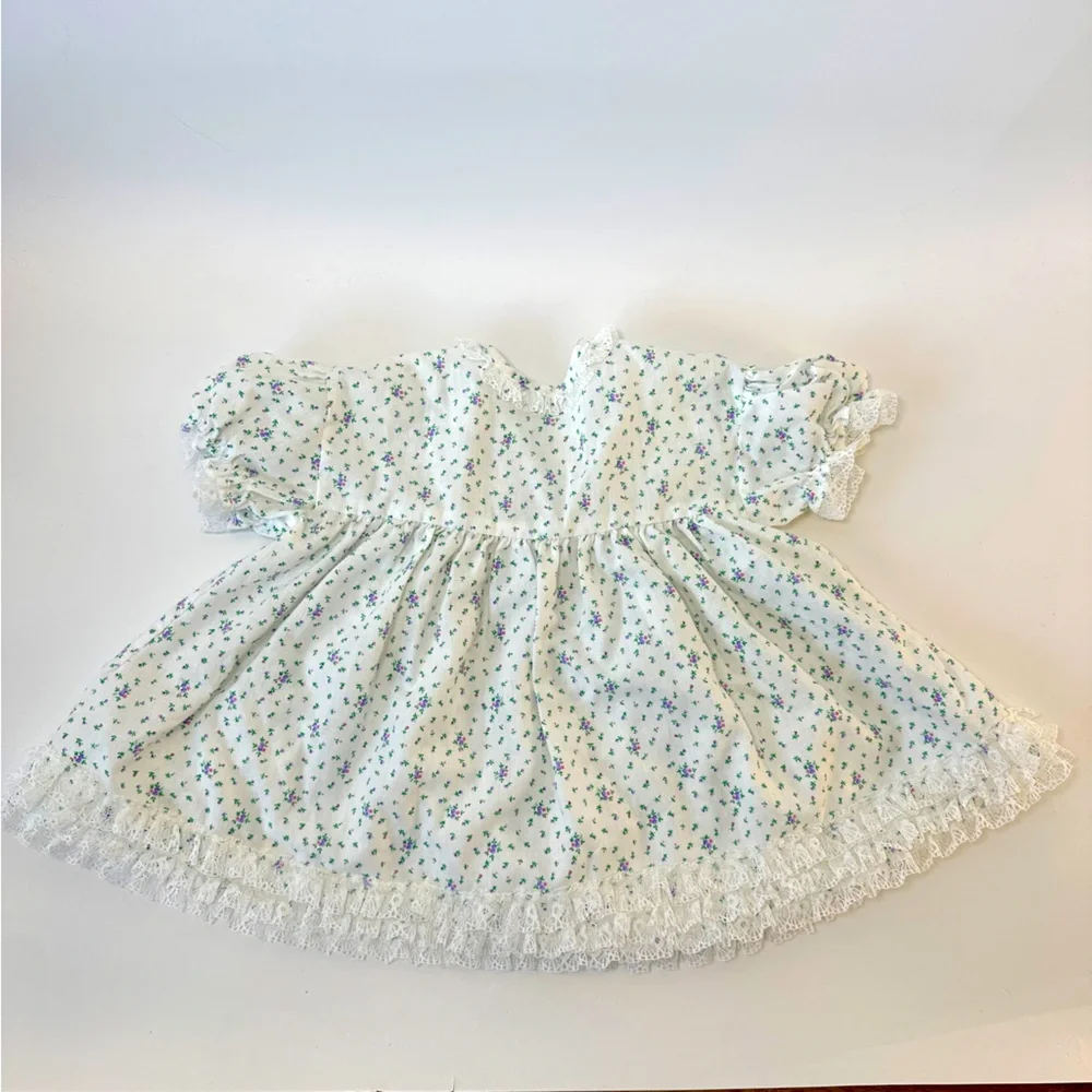 VTG Dress‎ Bloomer White Purple Flowers 18M 2pc set Side Button Unique Lace USA